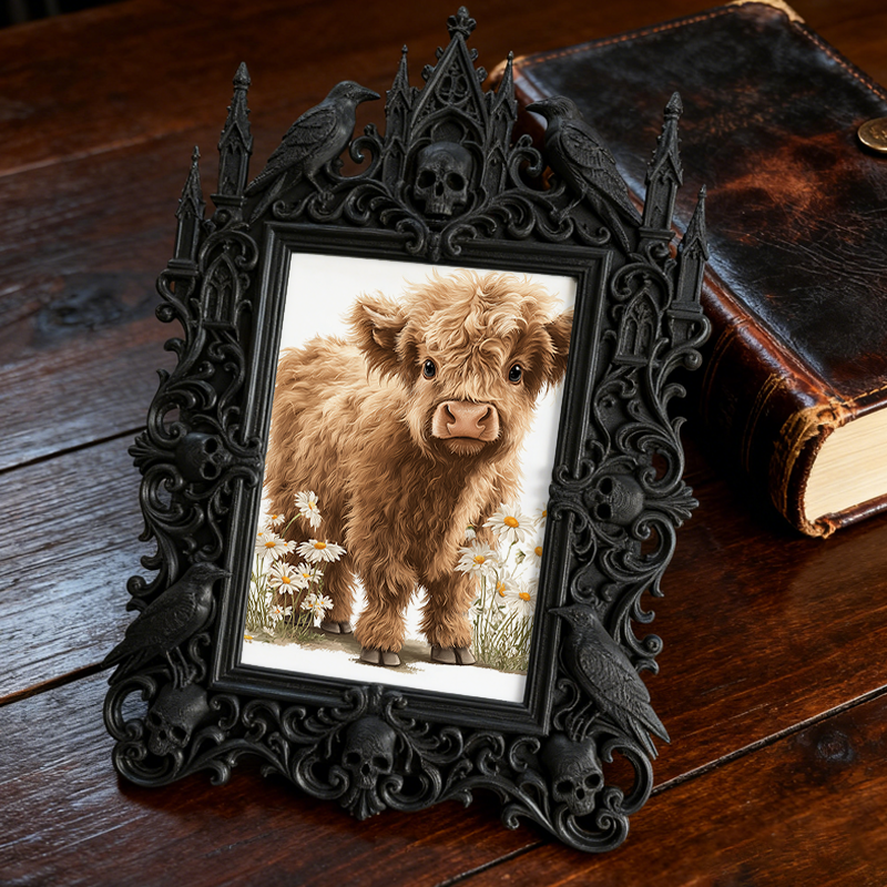 Rare-gem Gothic Dark-style Photo Frame | Werewolf-themed Outdoor Survival Gear Shop Decor, Photo Ornament, Wall/Table Dual-use, Rustic Frame