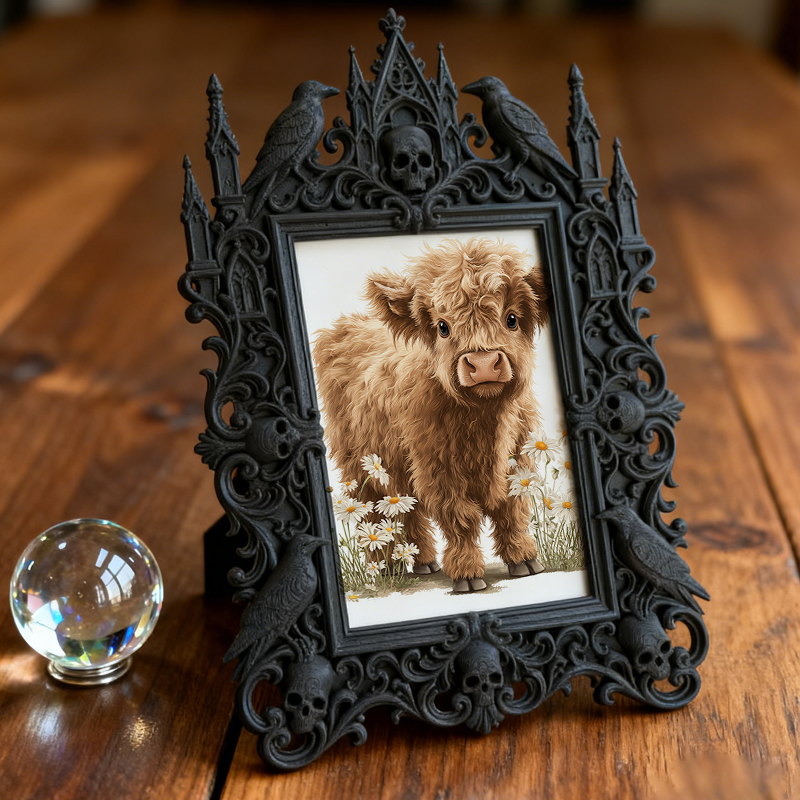Rare-gem Gothic Dark-style Photo Frame | Werewolf-themed Outdoor Survival Gear Shop Decor, Photo Ornament, Wall/Table Dual-use, Rustic Frame