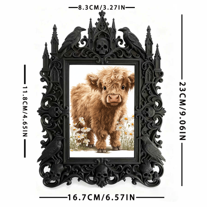 Rare-gem Gothic Dark-style Photo Frame | Werewolf-themed Outdoor Survival Gear Shop Decor, Photo Ornament, Wall/Table Dual-use, Rustic Frame