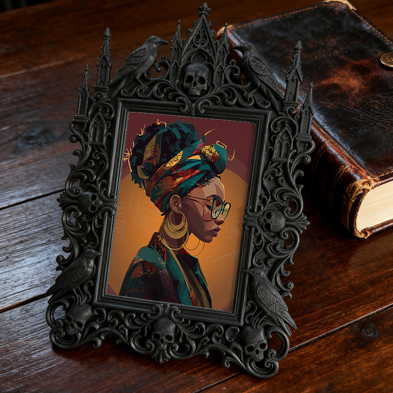 Reel-famous Gothic Dark-style Photo Frame | Gothic Eyelash Serum Display Shop Decor, Photo Ornament, Wall-mountable & Tabletop, High-gloss F