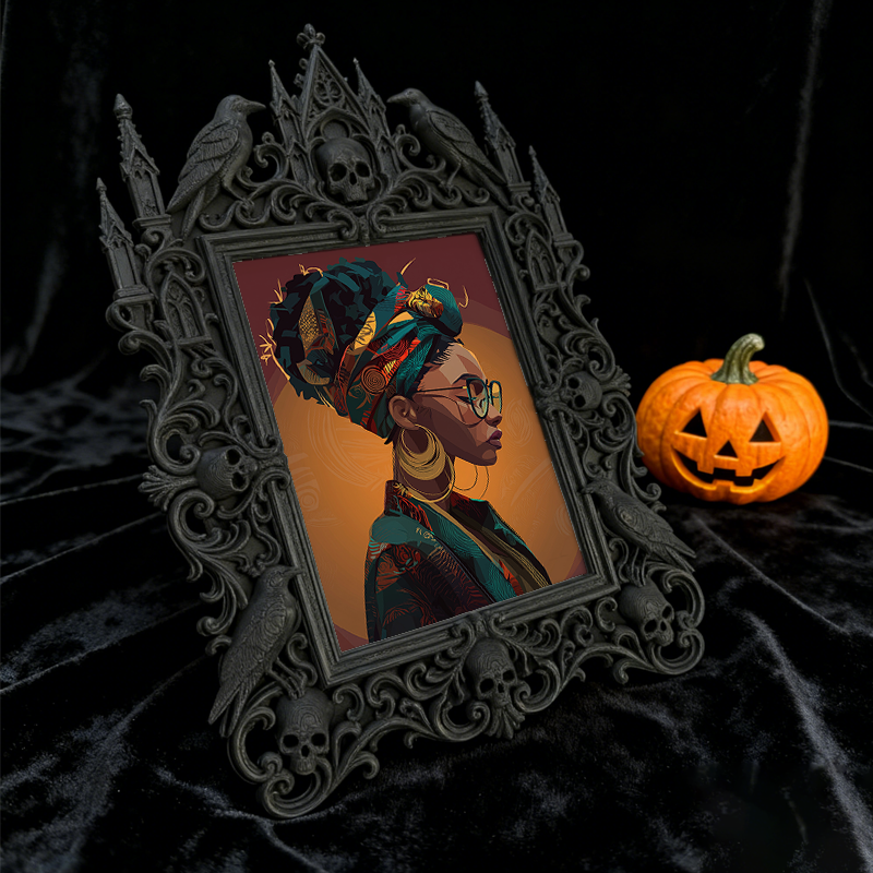 Reel-famous Gothic Dark-style Photo Frame | Gothic Eyelash Serum Display Shop Decor, Photo Ornament, Wall-mountable & Tabletop, High-gloss F
