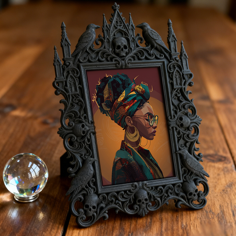 Reel-famous Gothic Dark-style Photo Frame | Gothic Eyelash Serum Display Shop Decor, Photo Ornament, Wall-mountable & Tabletop, High-gloss F