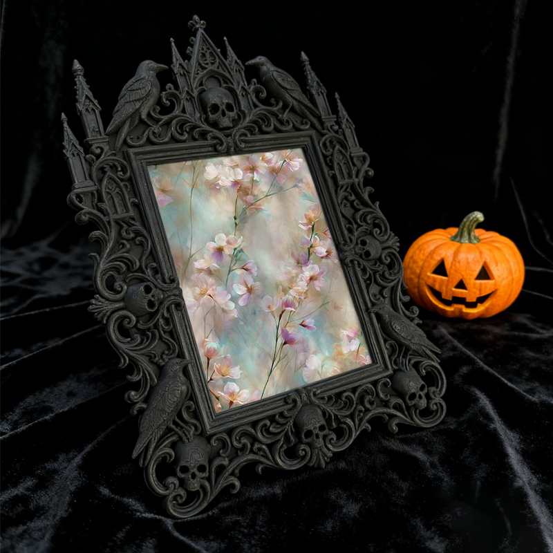 Luxe-dark Gothic Dark-style Photo Frame | Dark Calligraphy Ink Set Shop Decor, Photo Ornament, Wall-mountable & Tabletop, Practical Frame