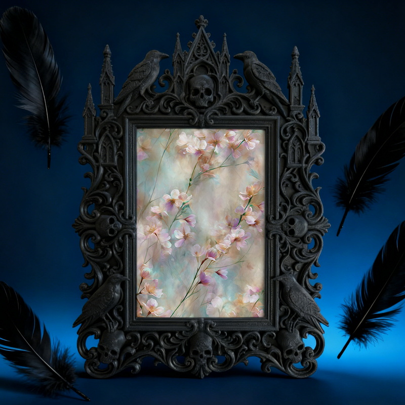 Luxe-dark Gothic Dark-style Photo Frame | Dark Calligraphy Ink Set Shop Decor, Photo Ornament, Wall-mountable & Tabletop, Practical Frame