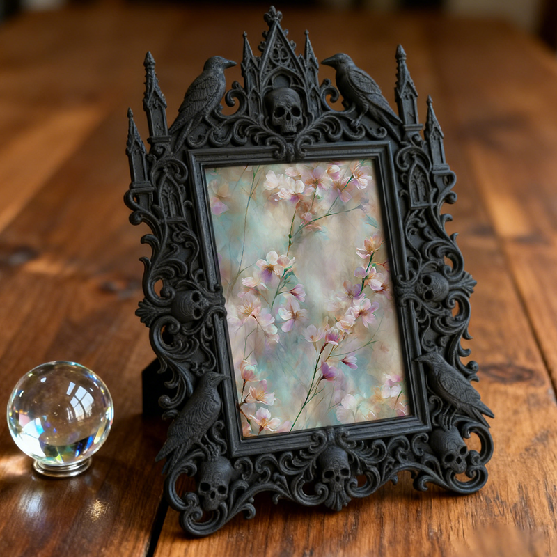 Luxe-dark Gothic Dark-style Photo Frame | Dark Calligraphy Ink Set Shop Decor, Photo Ornament, Wall-mountable & Tabletop, Practical Frame
