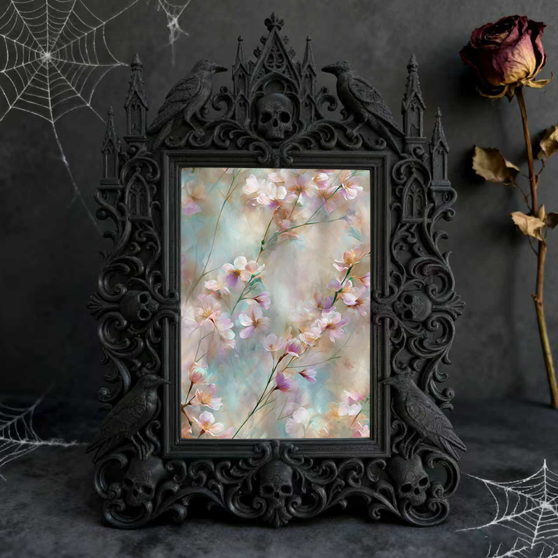 Luxe-dark Gothic Dark-style Photo Frame | Dark Calligraphy Ink Set Shop Decor, Photo Ornament, Wall-mountable & Tabletop, Practical Frame