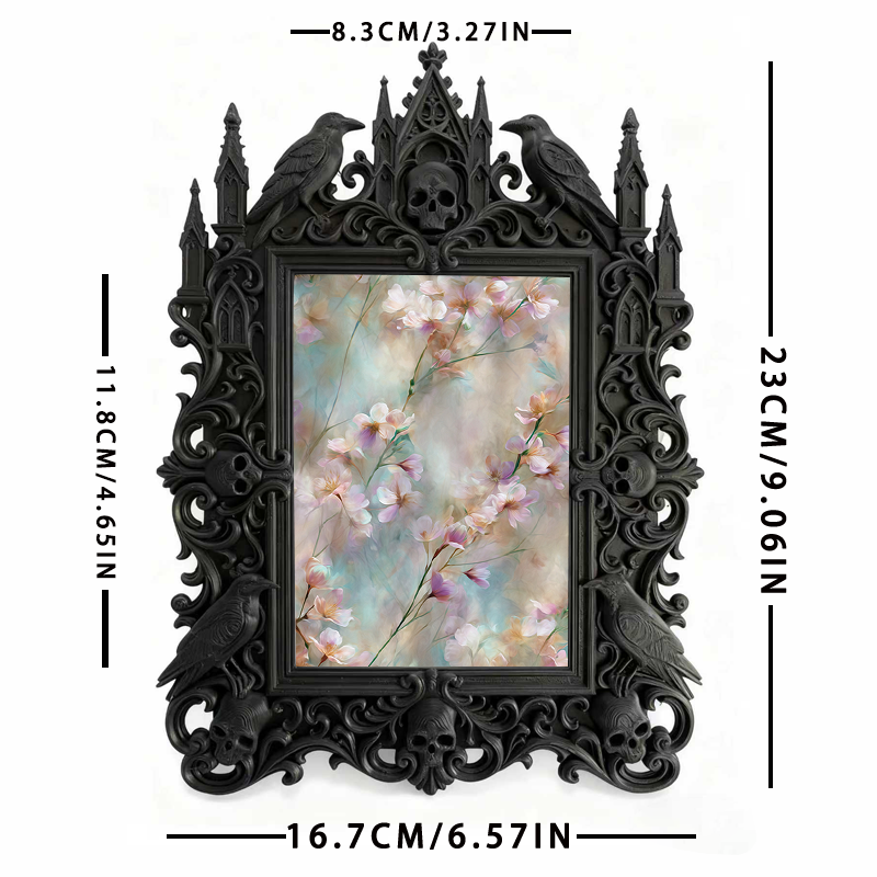 Luxe-dark Gothic Dark-style Photo Frame | Dark Calligraphy Ink Set Shop Decor, Photo Ornament, Wall-mountable & Tabletop, Practical Frame