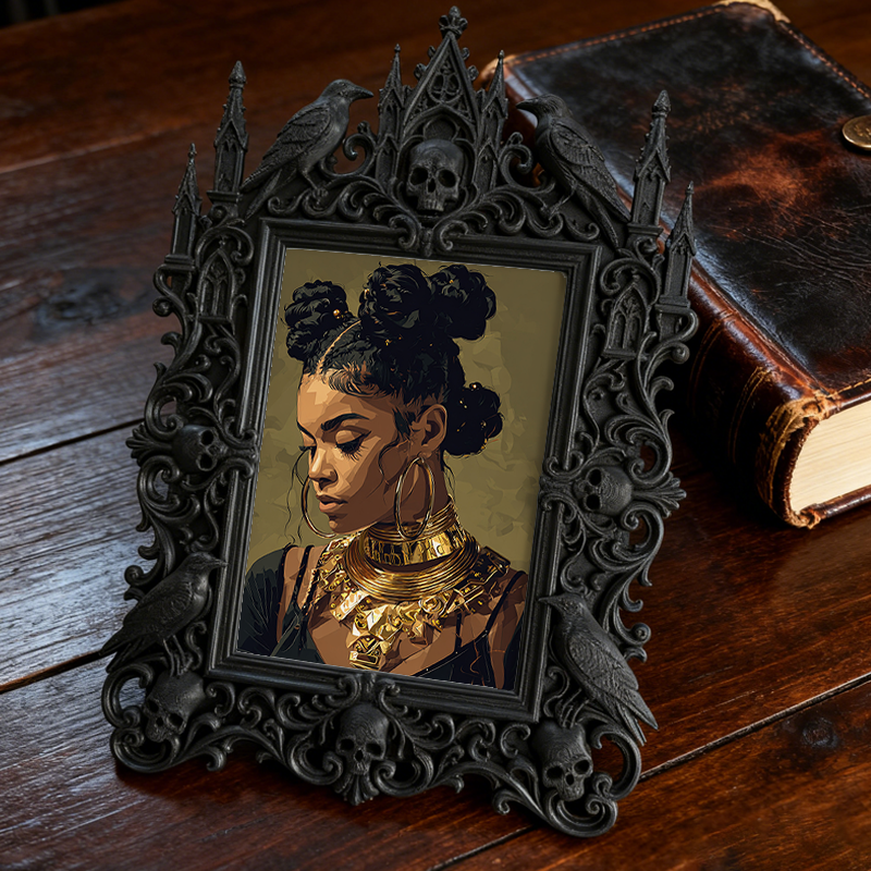 One-of-a-kind Gothic Dark-style Photo Frame | Witchy Herbal Tea Bag Shop Decor, Photo Ornament, Wall-mountable & Tabletop, Portable Frame