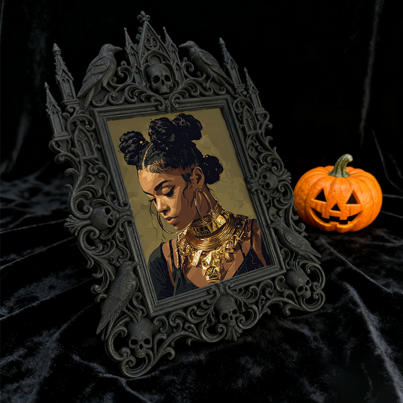 One-of-a-kind Gothic Dark-style Photo Frame | Witchy Herbal Tea Bag Shop Decor, Photo Ornament, Wall-mountable & Tabletop, Portable Frame