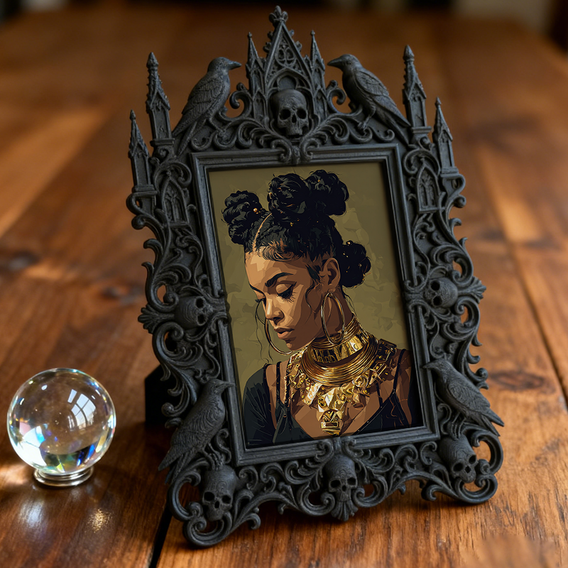 One-of-a-kind Gothic Dark-style Photo Frame | Witchy Herbal Tea Bag Shop Decor, Photo Ornament, Wall-mountable & Tabletop, Portable Frame