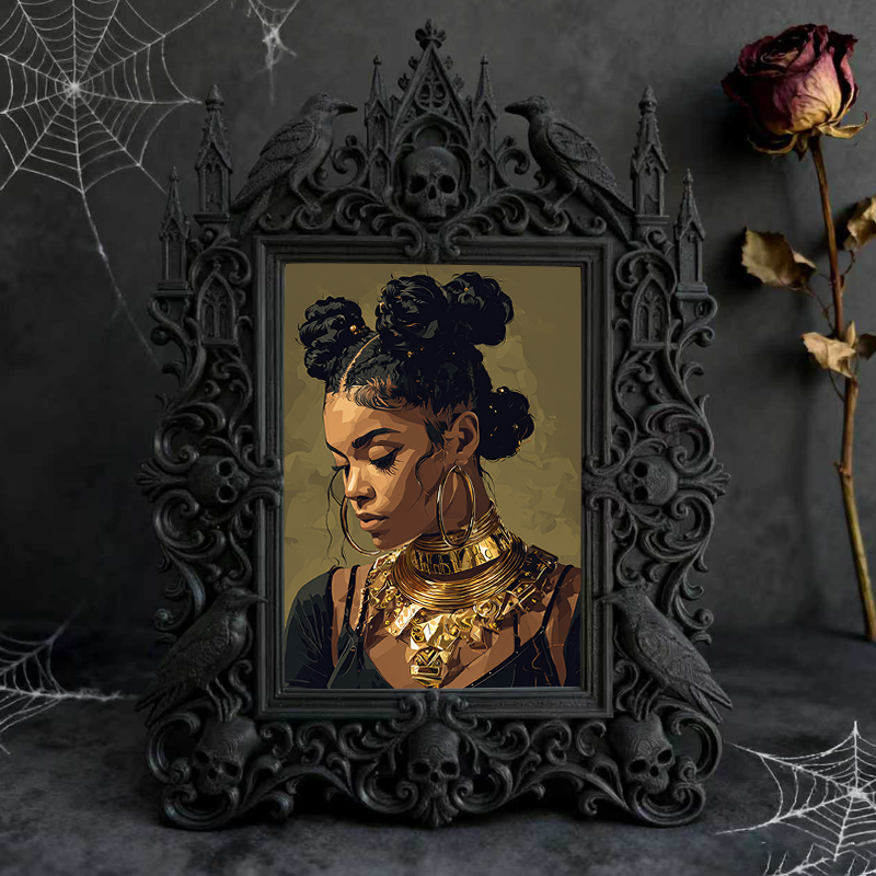 One-of-a-kind Gothic Dark-style Photo Frame | Witchy Herbal Tea Bag Shop Decor, Photo Ornament, Wall-mountable & Tabletop, Portable Frame