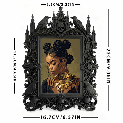 One-of-a-kind Gothic Dark-style Photo Frame | Witchy Herbal Tea Bag Shop Decor, Photo Ornament, Wall-mountable & Tabletop, Portable Frame
