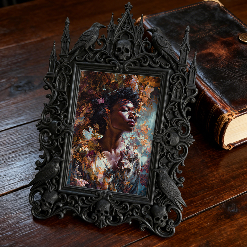 Sturdy-built Gothic Dark-style Photo Frame | Gothic Custom Leather Keychain Shop Decor, Photo Ornament, Dual-use Display, Wear-resistant Fra