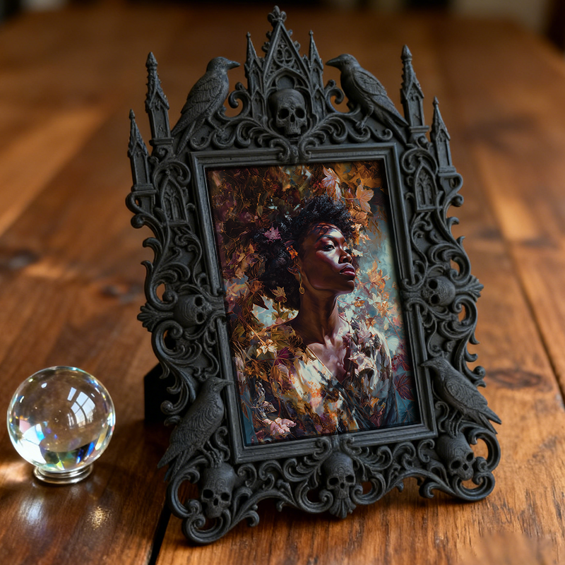 Sturdy-built Gothic Dark-style Photo Frame | Gothic Custom Leather Keychain Shop Decor, Photo Ornament, Dual-use Display, Wear-resistant Fra