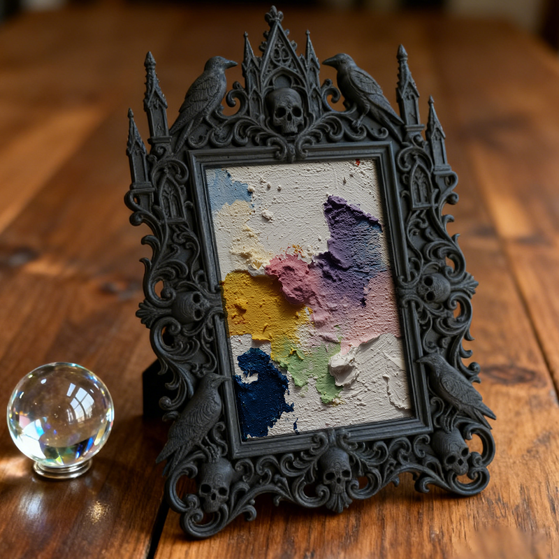 Elegant-spooky Gothic Dark-style Photo Frame | Paranormal Themed Bookstore Checkout Decor, Photo Ornament, Wall-mountable & Tabletop, Elegan