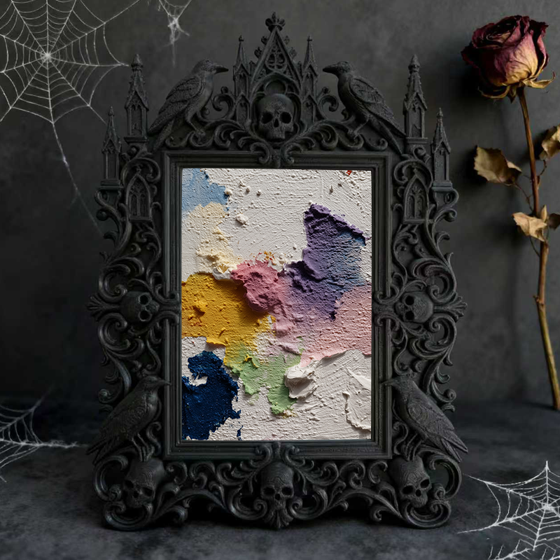 Elegant-spooky Gothic Dark-style Photo Frame | Paranormal Themed Bookstore Checkout Decor, Photo Ornament, Wall-mountable & Tabletop, Elegan