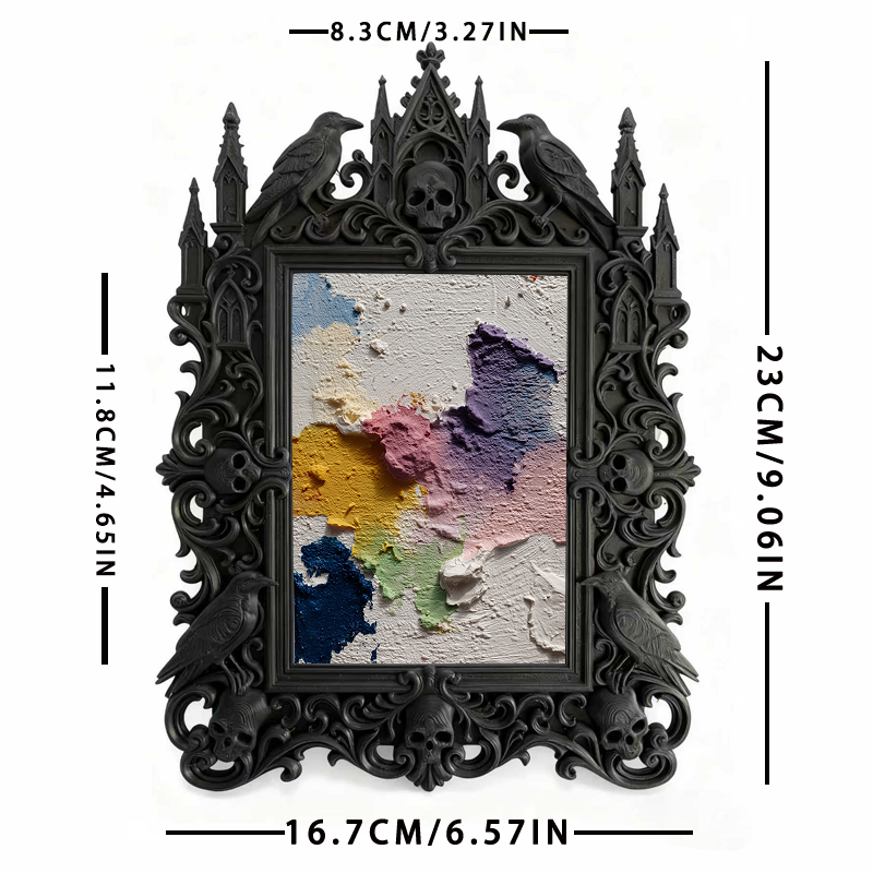 Elegant-spooky Gothic Dark-style Photo Frame | Paranormal Themed Bookstore Checkout Decor, Photo Ornament, Wall-mountable & Tabletop, Elegan