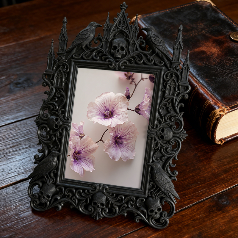 Bold-eye-catching Gothic Dark-style Photo Frame | Dark Fantasy Miniature Painting Shop Decor, Photo Ornament, Wall-mountable & Tabletop, Cre