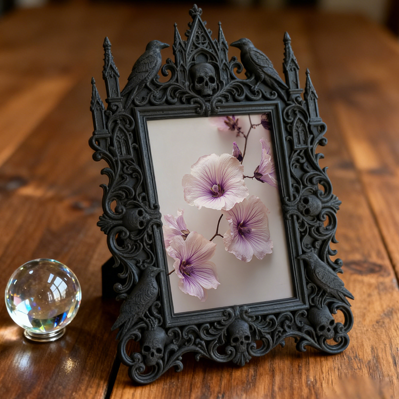 Bold-eye-catching Gothic Dark-style Photo Frame | Dark Fantasy Miniature Painting Shop Decor, Photo Ornament, Wall-mountable & Tabletop, Cre