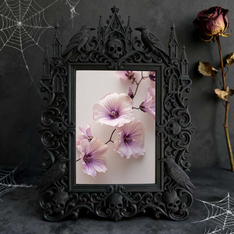 Bold-eye-catching Gothic Dark-style Photo Frame | Dark Fantasy Miniature Painting Shop Decor, Photo Ornament, Wall-mountable & Tabletop, Cre