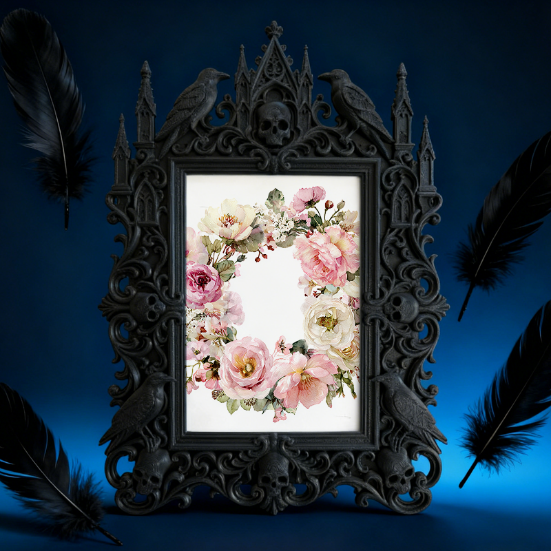 Cute-spooky Gothic Dark-style Photo Frame | Gothic Pet Halloween Witch Hat Shop Decor, Photo Ornament, Dual-use Display, Cute Frame