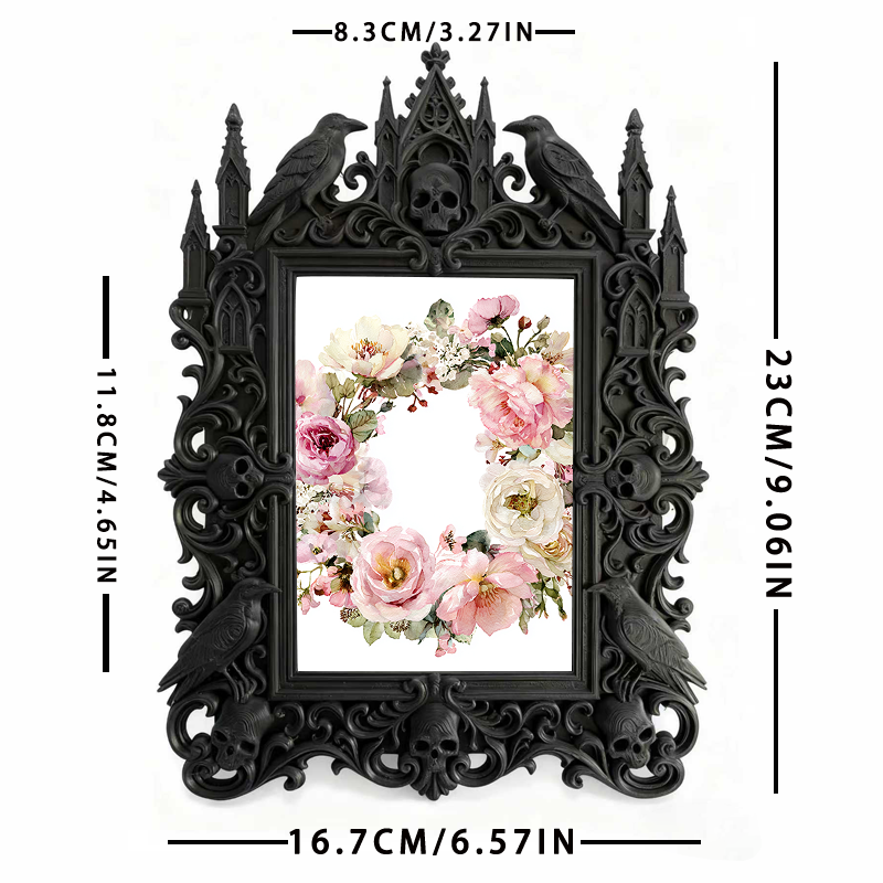 Cute-spooky Gothic Dark-style Photo Frame | Gothic Pet Halloween Witch Hat Shop Decor, Photo Ornament, Dual-use Display, Cute Frame