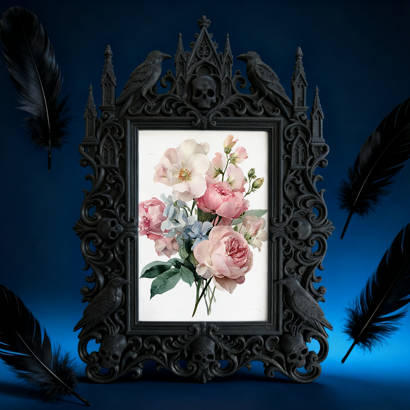 Bestselling-hit Gothic Dark-style Photo Frame | Halloween Haunted Mall Photo Booth Decor, Photo Ornament, Wall-mountable & Tabletop, Lightwe