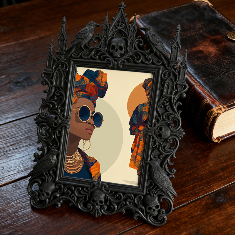 Trend-leading Gothic Dark-style Photo Frame | Dark Fantasy LARP Battlefield Camp Decor, Photo Ornament, Wall-mountable & Tabletop, Scratch-r