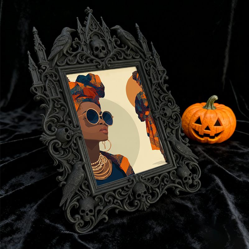 Trend-leading Gothic Dark-style Photo Frame | Dark Fantasy LARP Battlefield Camp Decor, Photo Ornament, Wall-mountable & Tabletop, Scratch-r