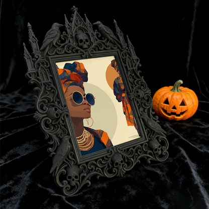 Trend-leading Gothic Dark-style Photo Frame | Dark Fantasy LARP Battlefield Camp Decor, Photo Ornament, Wall-mountable & Tabletop, Scratch-r