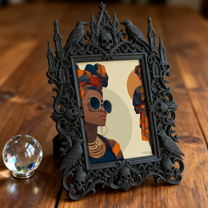 Trend-leading Gothic Dark-style Photo Frame | Dark Fantasy LARP Battlefield Camp Decor, Photo Ornament, Wall-mountable & Tabletop, Scratch-r