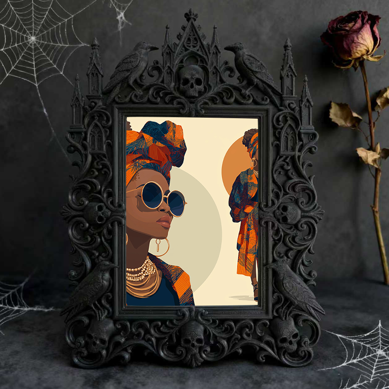 Trend-leading Gothic Dark-style Photo Frame | Dark Fantasy LARP Battlefield Camp Decor, Photo Ornament, Wall-mountable & Tabletop, Scratch-r