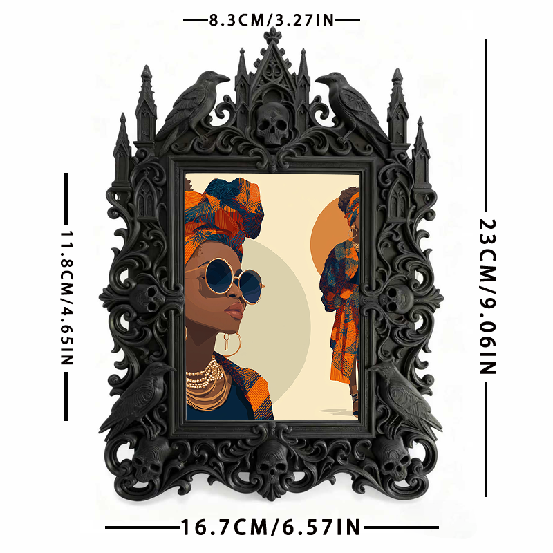 Trend-leading Gothic Dark-style Photo Frame | Dark Fantasy LARP Battlefield Camp Decor, Photo Ornament, Wall-mountable & Tabletop, Scratch-r