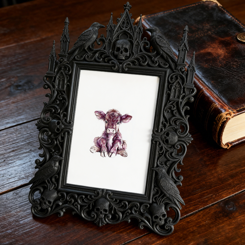 Customer-loved Gothic Dark-style Photo Frame | Horror Movie Marathon Party Table Decor, Photo Ornament, Wall-mountable & Tabletop, Slim Fram
