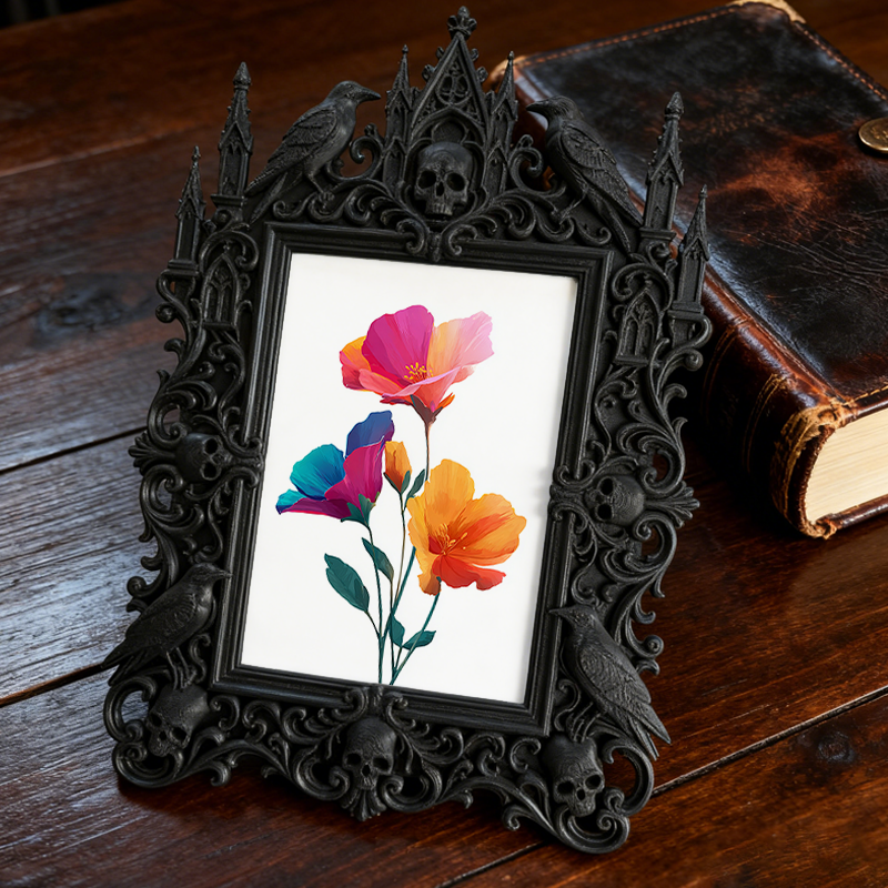 Sought-after Gothic Dark-style Photo Frame | Gothic Valentine’s Day Dinner Decor, Photo Ornament, Wall/Table Dual-use, Rustic Frame