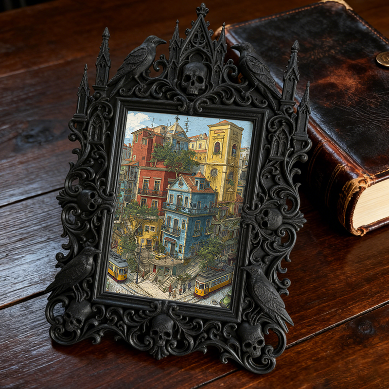 Edgy-cool Gothic Dark-style Photo Frame | Dark Academia Creative Writing Workshop Decor, Photo Ornament, Dual-use Display, Minimalist Frame