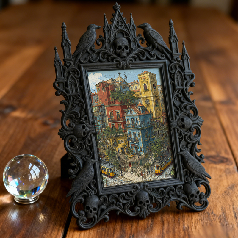 Edgy-cool Gothic Dark-style Photo Frame | Dark Academia Creative Writing Workshop Decor, Photo Ornament, Dual-use Display, Minimalist Frame