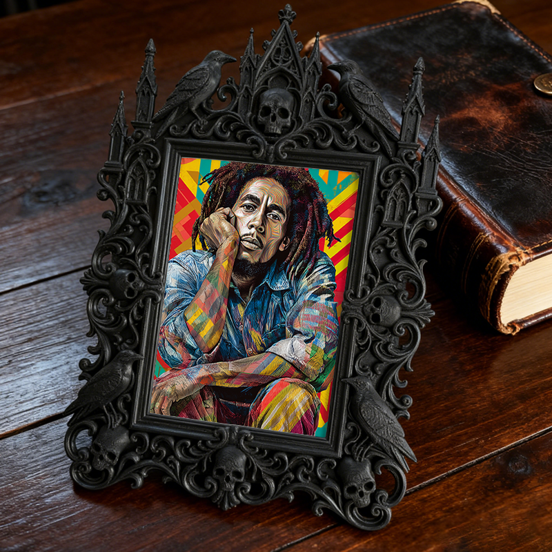 Unique-design Gothic Dark-style Photo Frame | Witchy Moon Phase Craft Party Decor, Photo Ornament, Wall-mountable & Tabletop, Portable Frame