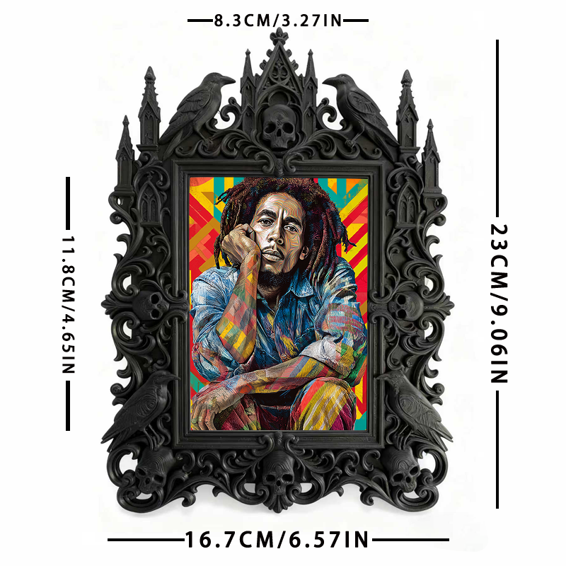 Unique-design Gothic Dark-style Photo Frame | Witchy Moon Phase Craft Party Decor, Photo Ornament, Wall-mountable & Tabletop, Portable Frame