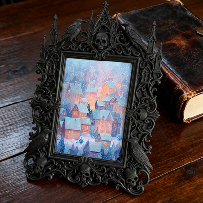 Viral-favorite Gothic Dark-style Photo Frame | Gothic Living Room Fireplace Mantel Decor, Photo Ornament, Wall-mountable & Tabletop, Plastic