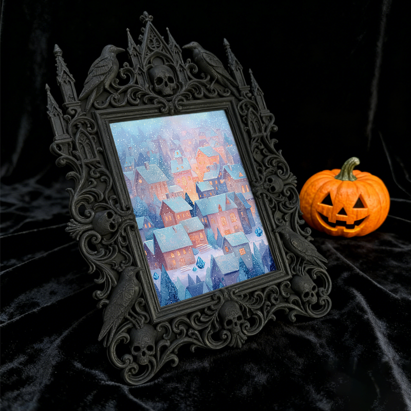 Viral-favorite Gothic Dark-style Photo Frame | Gothic Living Room Fireplace Mantel Decor, Photo Ornament, Wall-mountable & Tabletop, Plastic