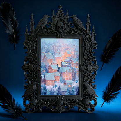 Viral-favorite Gothic Dark-style Photo Frame | Gothic Living Room Fireplace Mantel Decor, Photo Ornament, Wall-mountable & Tabletop, Plastic