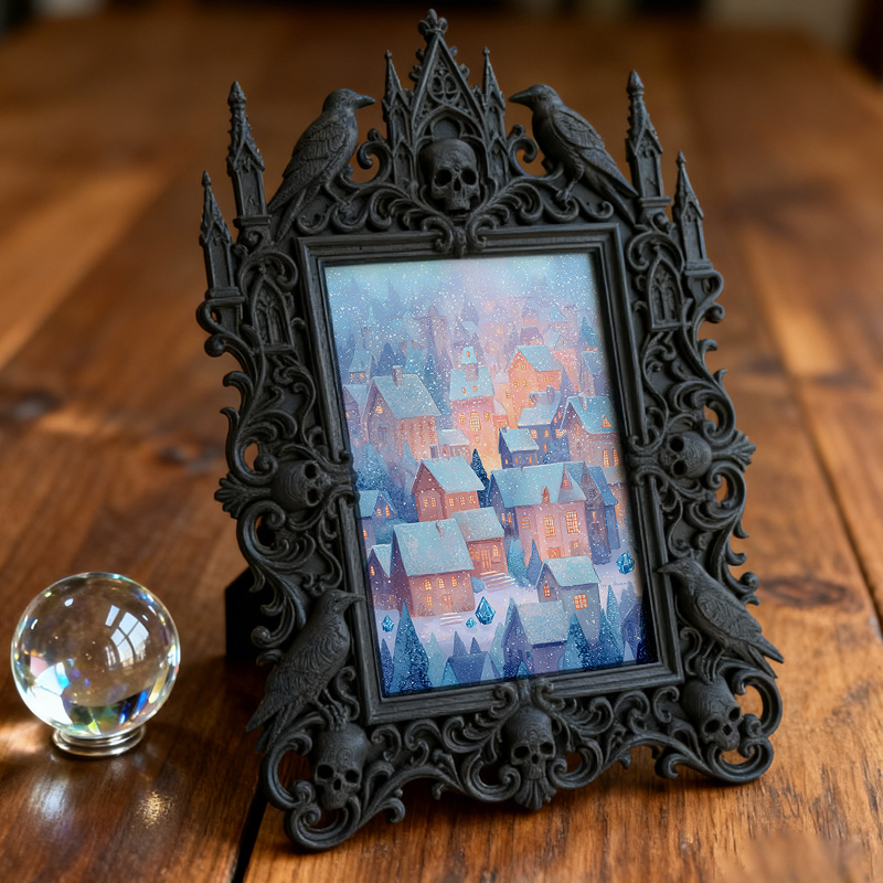 Viral-favorite Gothic Dark-style Photo Frame | Gothic Living Room Fireplace Mantel Decor, Photo Ornament, Wall-mountable & Tabletop, Plastic