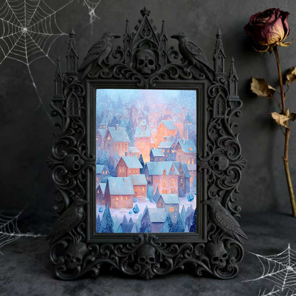 Viral-favorite Gothic Dark-style Photo Frame | Gothic Living Room Fireplace Mantel Decor, Photo Ornament, Wall-mountable & Tabletop, Plastic