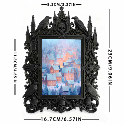 Viral-favorite Gothic Dark-style Photo Frame | Gothic Living Room Fireplace Mantel Decor, Photo Ornament, Wall-mountable & Tabletop, Plastic