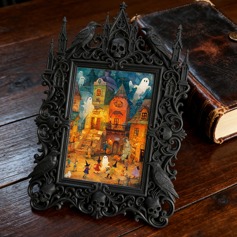 Insta-popular Gothic Dark-style Photo Frame | Dark Academia Dorm Bookshelf Top Decor, Photo Ornament, Wall/Table Dual-use, Durable Frame