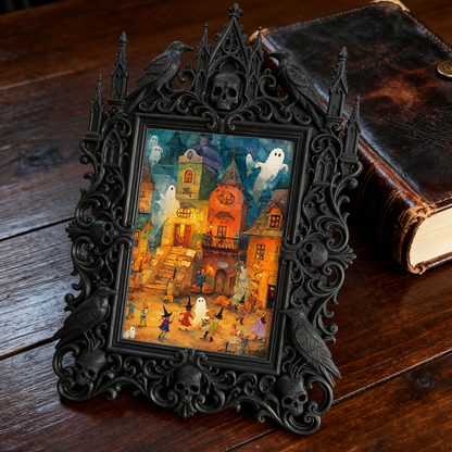 Insta-popular Gothic Dark-style Photo Frame | Dark Academia Dorm Bookshelf Top Decor, Photo Ornament, Wall/Table Dual-use, Durable Frame
