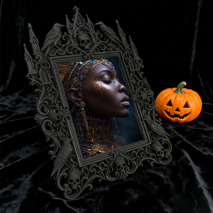 Bestselling-essential Gothic Dark-style Photo Frame | Witchy Bathroom Mirror Frame Decor, Photo Ornament, Dual-use Display, Retro Plastic Fr