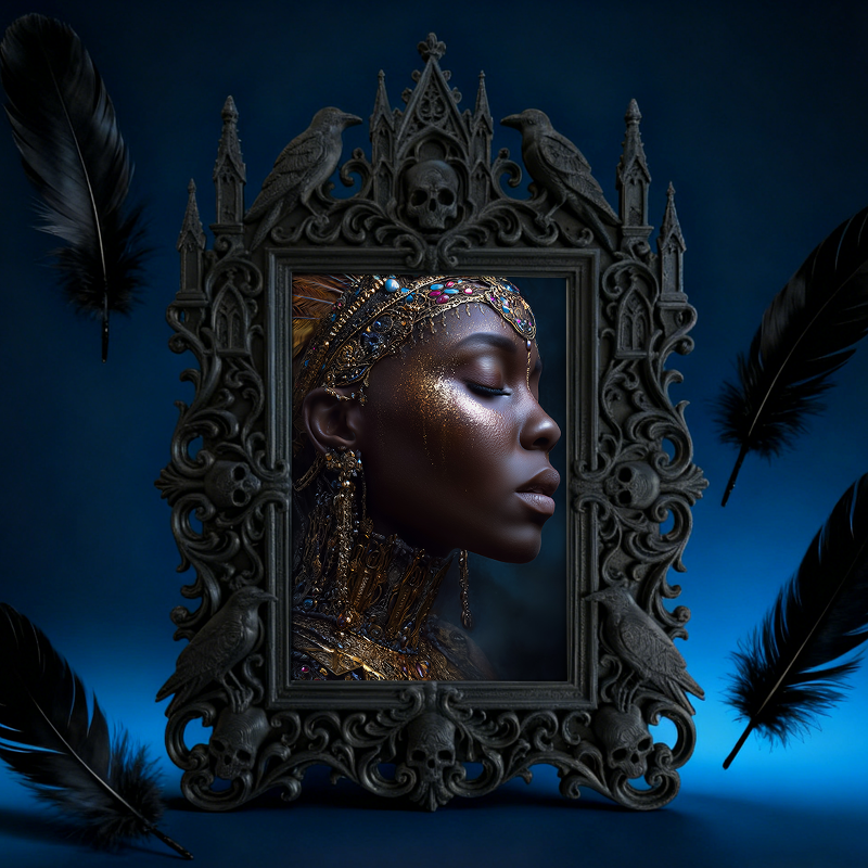 Bestselling-essential Gothic Dark-style Photo Frame | Witchy Bathroom Mirror Frame Decor, Photo Ornament, Dual-use Display, Retro Plastic Fr