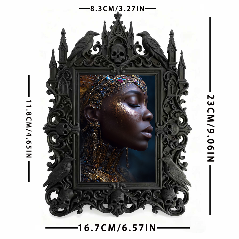 Bestselling-essential Gothic Dark-style Photo Frame | Witchy Bathroom Mirror Frame Decor, Photo Ornament, Dual-use Display, Retro Plastic Fr